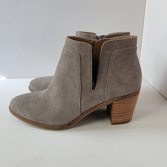 Lucky Brand Ponic Gray Suede Leather Boho Round Toe Ankle Booties, Size 10M - Picture 6 of 14